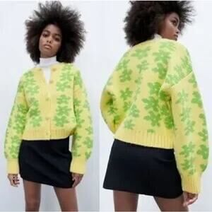 Zara Jacquard Knit Cardigan Sweater